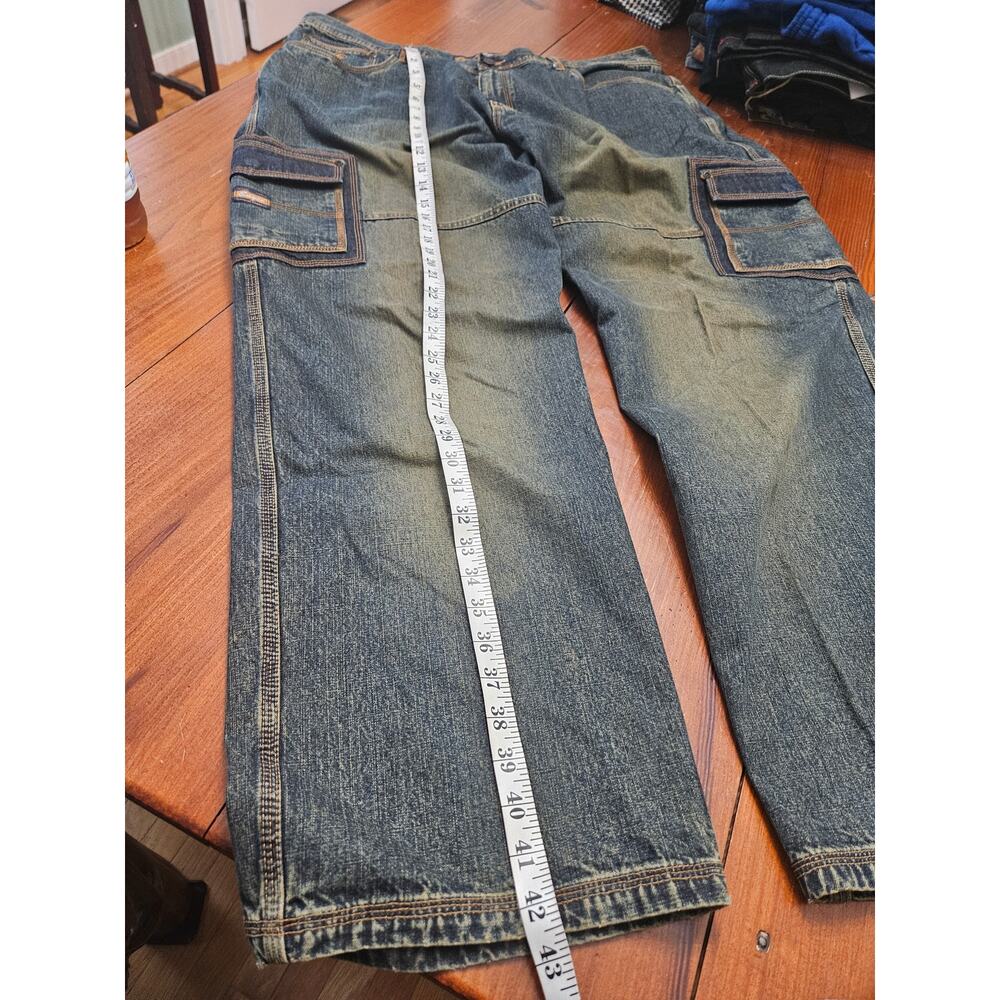 Enyce Y2K Baggy Wide Leg Denim Jeans Mens 42 Blue Carpenter Skater Hip Hop - Picture 5 of 13